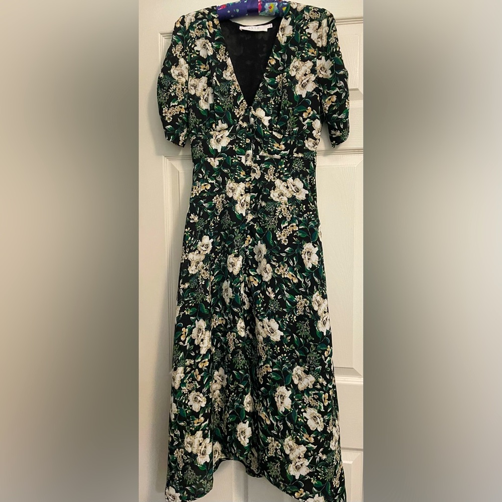 Floral V neck Midi Dress